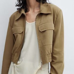 Mango Cropped Jacket with Pockets